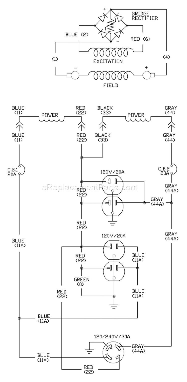 Page E Diagram and Parts List for 1919-0  Briggs and Stratton Generator
